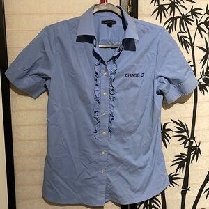 Chase Bank ruffle button up top